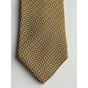 BROOKS BROTHERs Makers Men's 100% Silk‎ Neck Tie Yellow Blue Cream Floral USA